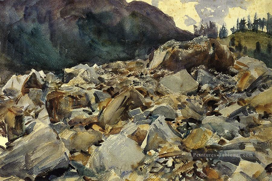 Paysage alpin et rochers de Purtud paysage John Singer Sargent Peintures à l'huile